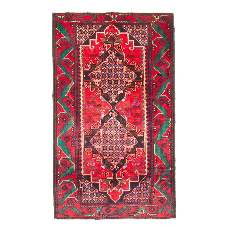 ECARPETGALLERY Hand-knotted Teimani Red Wool Rug - 2'8 x 4'8