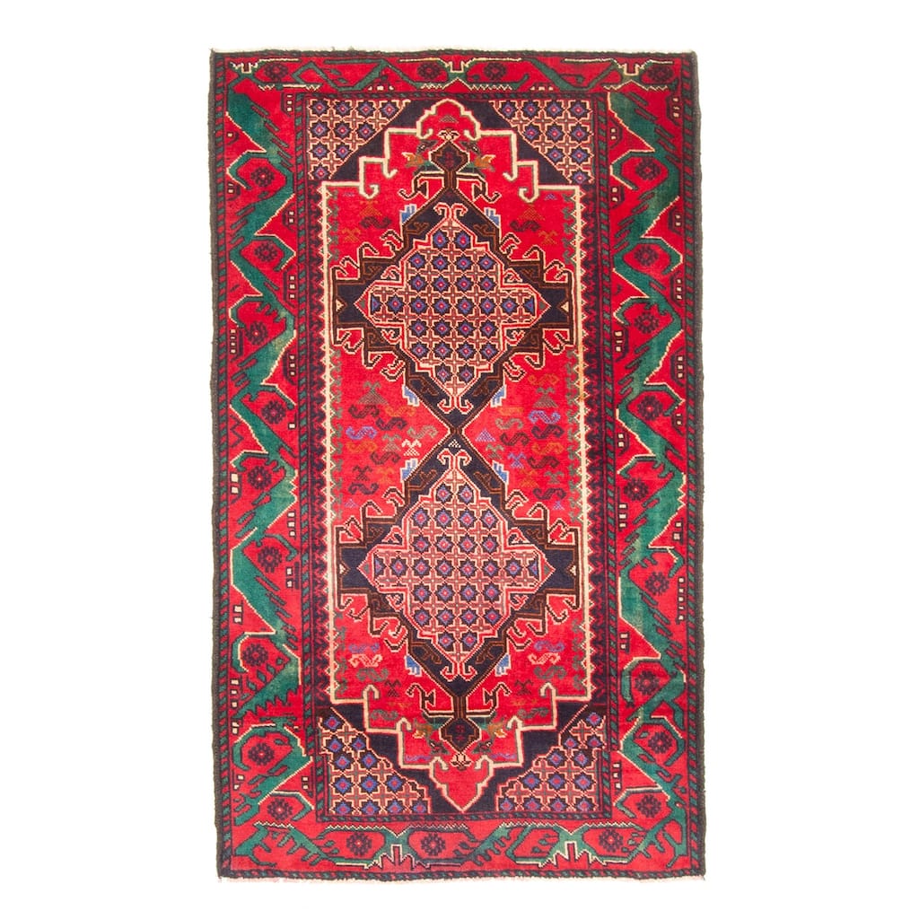 ECARPETGALLERY Hand-knotted Teimani Red Wool Rug - 2'8 x 4'8