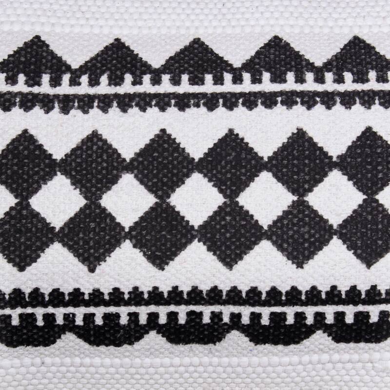 HomeRoots 14" X 36" Black And White 100% Cotton Geometric Zippered Pillow
