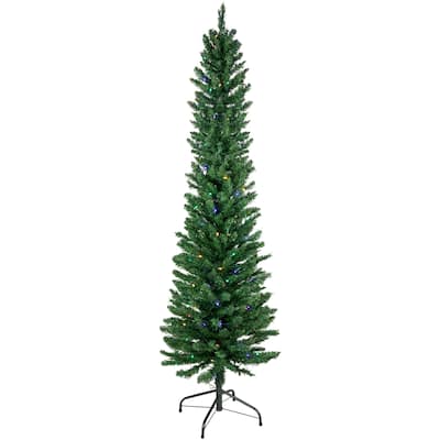 6' LED Pencil Northern Balsam Fir Artificial Tree Multi Lights - 6 Foot