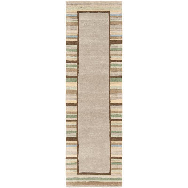 Martha Stewart by SAFAVIEH Striped Border Wool Rug - 2'3" x 8' Runner - Tadpole Green