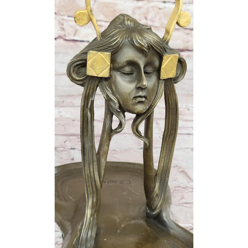 Art Nouveau Candy Dish Bronze Figural Sculpture Figurine Statue Figure Lost Wax
