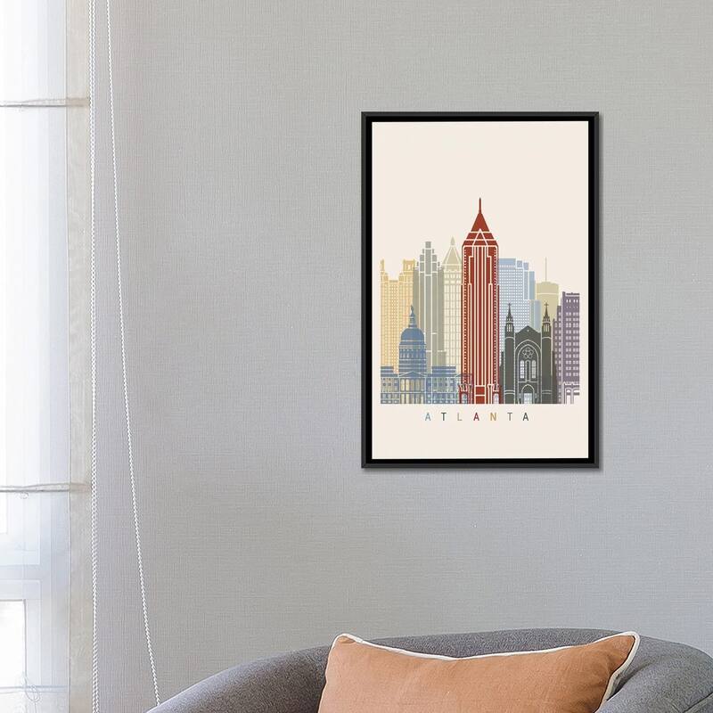 iCanvas "Atlanta Skyline Poster" by Paul Rommer Framed Canvas Print