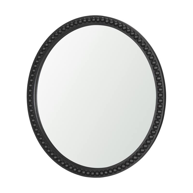 Roan Light Brown Wood Beaded Wall Mirror - 30.0L x 1.5W x 30.0H - Black