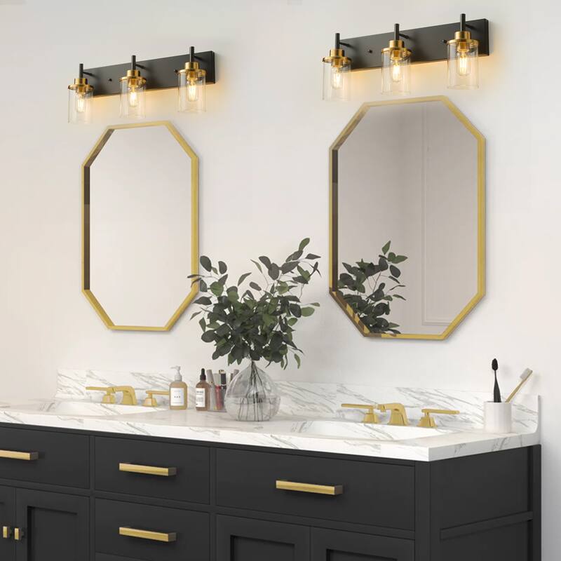 Starsky 3-Lights 23.62in. Modern Bathroom Vanity Light with Glass Shade
