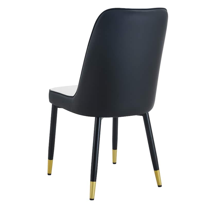 Modern Two-Tone Pu Dining Chairs - And Spliced Chairs With Decorated Legs, And Spliced Metal Legs,Set Of 2 Chairs