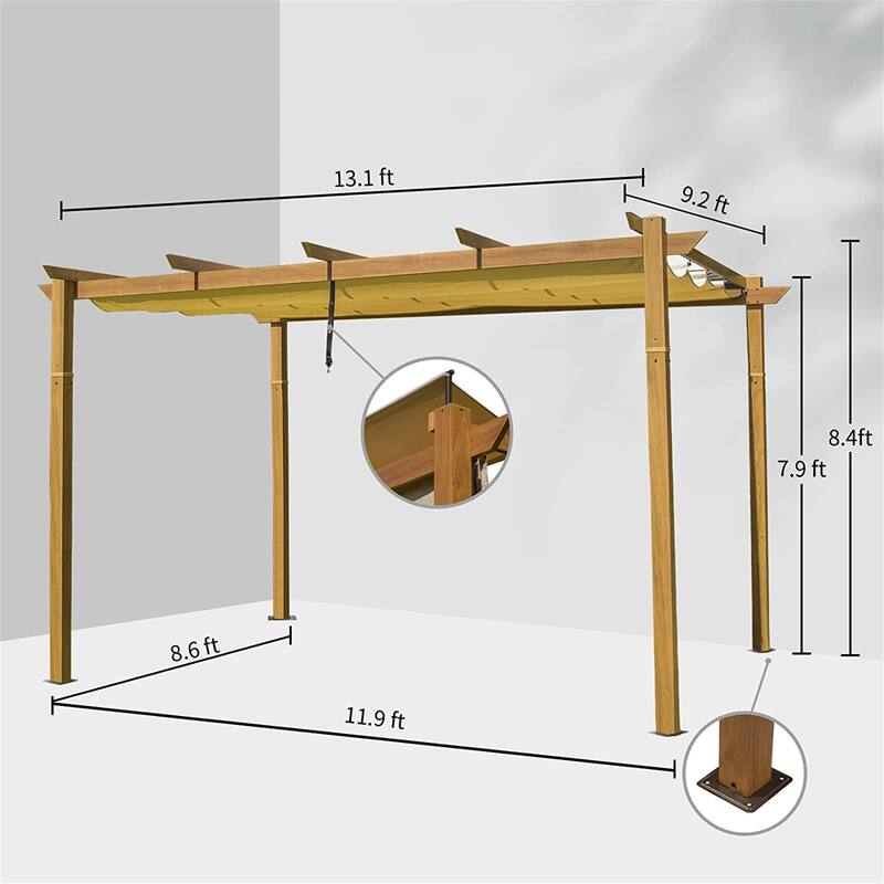 GDFStudio - Jonathan Miller Retractable Pergola with Weather-Resistant Canopy for Outdoor Living Spaces