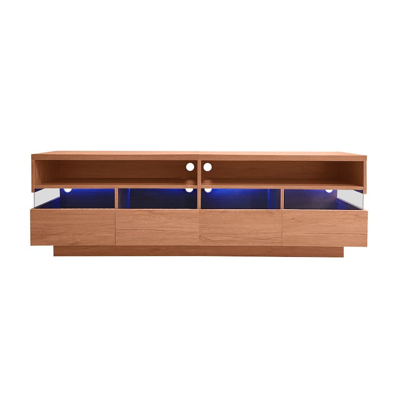 Freestanding TV Console TV Stand with 4 Drawers Media Console Table with Acrylic Transparent Storage for TVs up to 75"