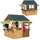 preview thumbnail 1 of 6, Qaba Foldable Outdoor Playhouse, Wooden Kids Cottage with Windows, Working Door, Snack Bars, for Kids 3-8 Years natrual