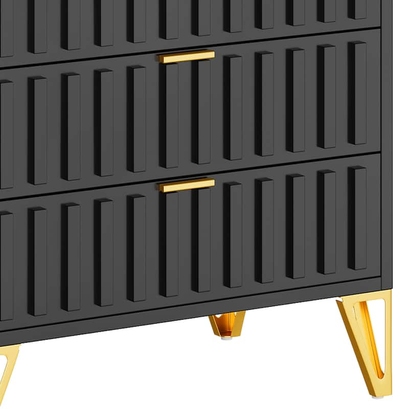 Moasis 5-Dressers Black Storage Dresser with Gold Legs