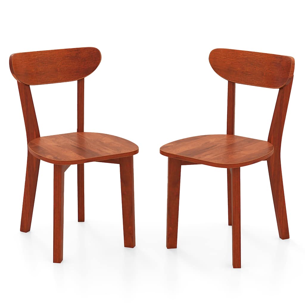 Gymax Solid Wood Dining Chair Set of 2 w/ Curved Backrest & Rubber