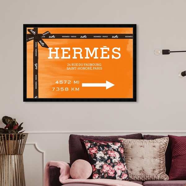 Oliver Gal 大きめ 76x51cm Faubourg Road Sign Orange Oliver Gal 'Faubourg Road Sign Orange' Fashion and Glam Wall
