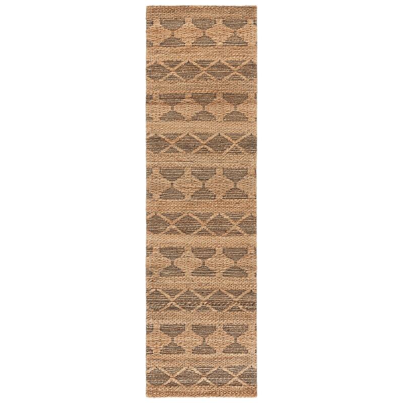 SAFAVIEH Handmade Natural Fiber Salvu Jute Rug - 2'3" x 8' Runner - Natural/Black