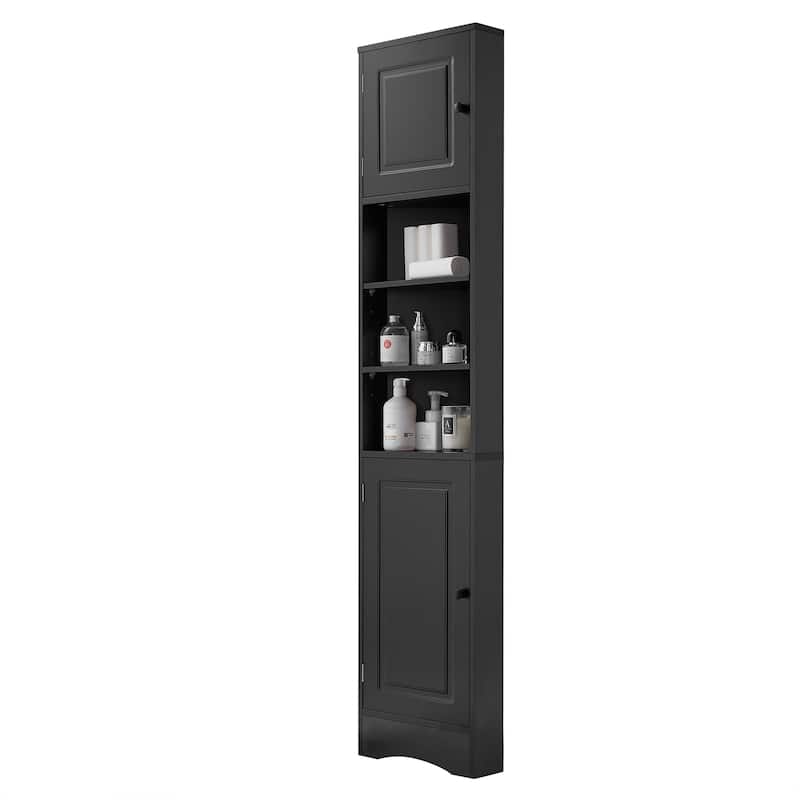 Space-Saving Corner Bathroom Storage Cabinet with Double Door