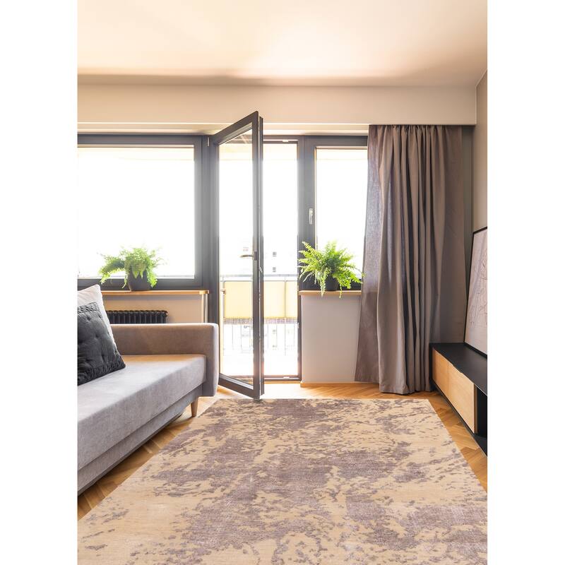 ECARPETGALLERY Hand-knotted Legacy Cream, Dark Grey Silk, Wool Rug - 8'0 x 10'2