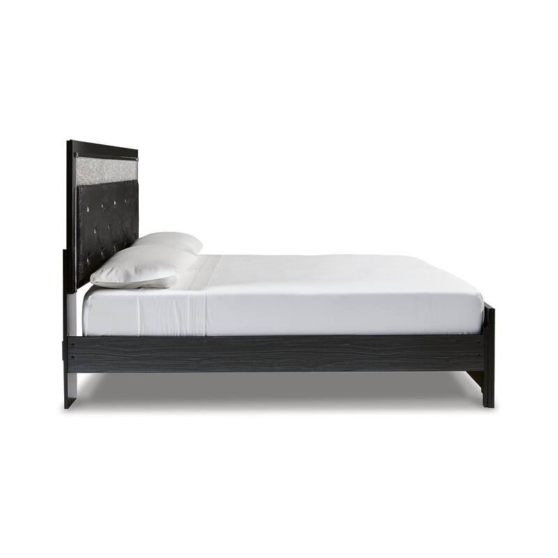 Signature Design by Ashley Kaydell Black/Silver Upholstered Panel Platform Bed
