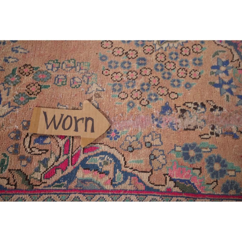 Mashad Persian Vintage Area Rug Handmade Wool Carpet - 6'7"x 9'11"