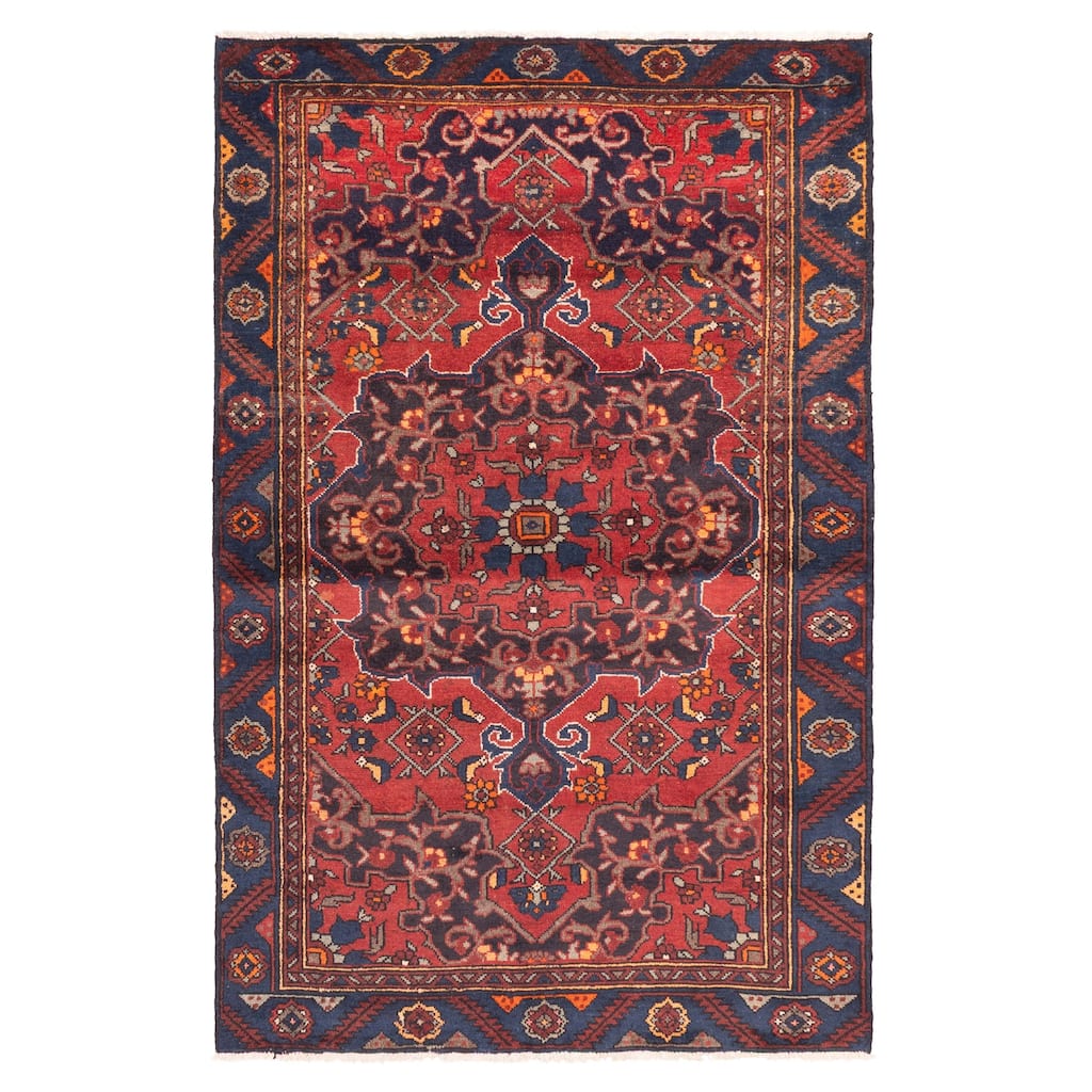 ECARPETGALLERY Hand-knotted Anatolian Vintage Red Wool Rug - 4'1 x 6'4
