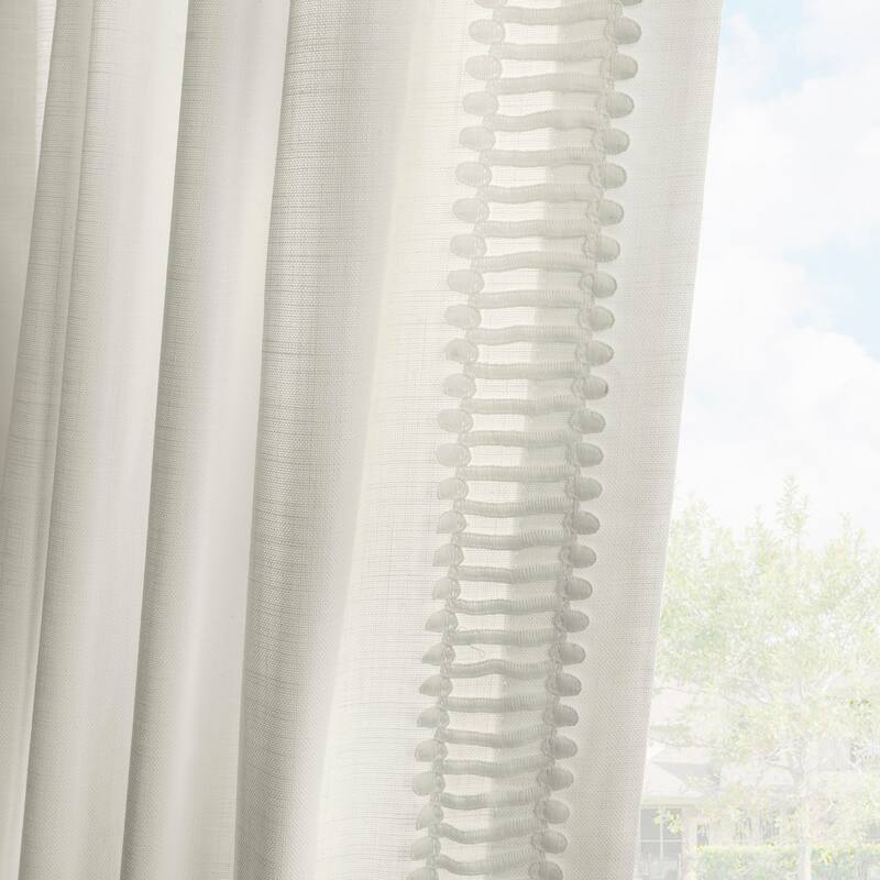 Exclusive Fabrics Bordered Textured Cotton Curtains For Bedroom & Living Room Curtains - Single Panel Drapes