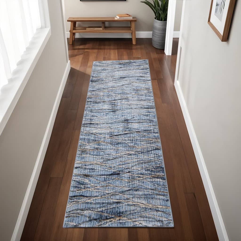 HomeRoots Abstract Casual Runner Area Rug - 87.00 in. x 30.00 in. x 0.47 in.