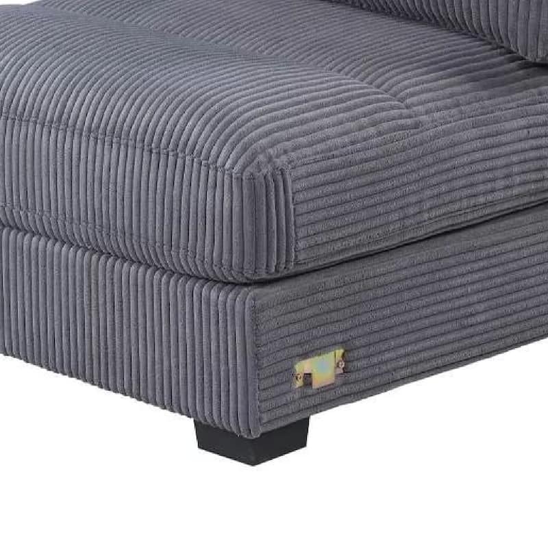 Nolan Armless Modular Chair with Square Frame, Dark Gray Corduroy