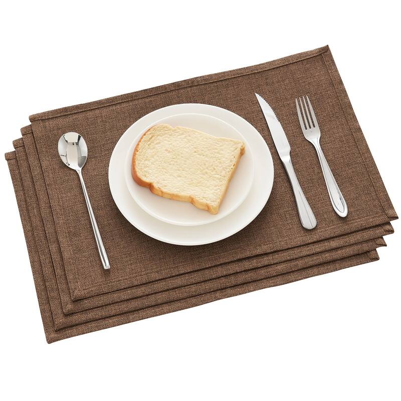 Linen Placemats Set of 4, Heat Resistant Dining Table Place Mats , Machine Washable