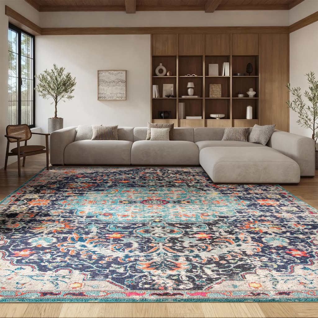SAFAVIEH Madison Libusa Boho Medallion Distressed Rug
