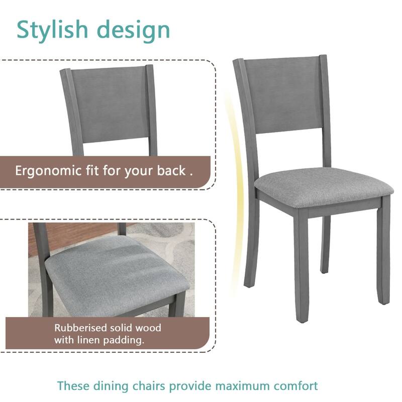 5 Piece Modern Dining Set with Rectangular Wooden Dining Table and 4 Upholstered Chairs