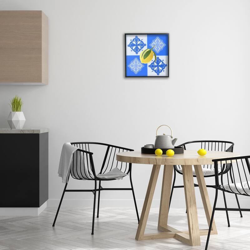 Stupell Lemon over Geometric Tiles Framed Giclee Art Design By Ashley Singleton