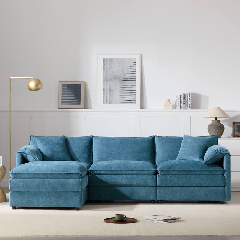 Chenille Modular Sectional Sofa, L Shaped Cloud Couch Set