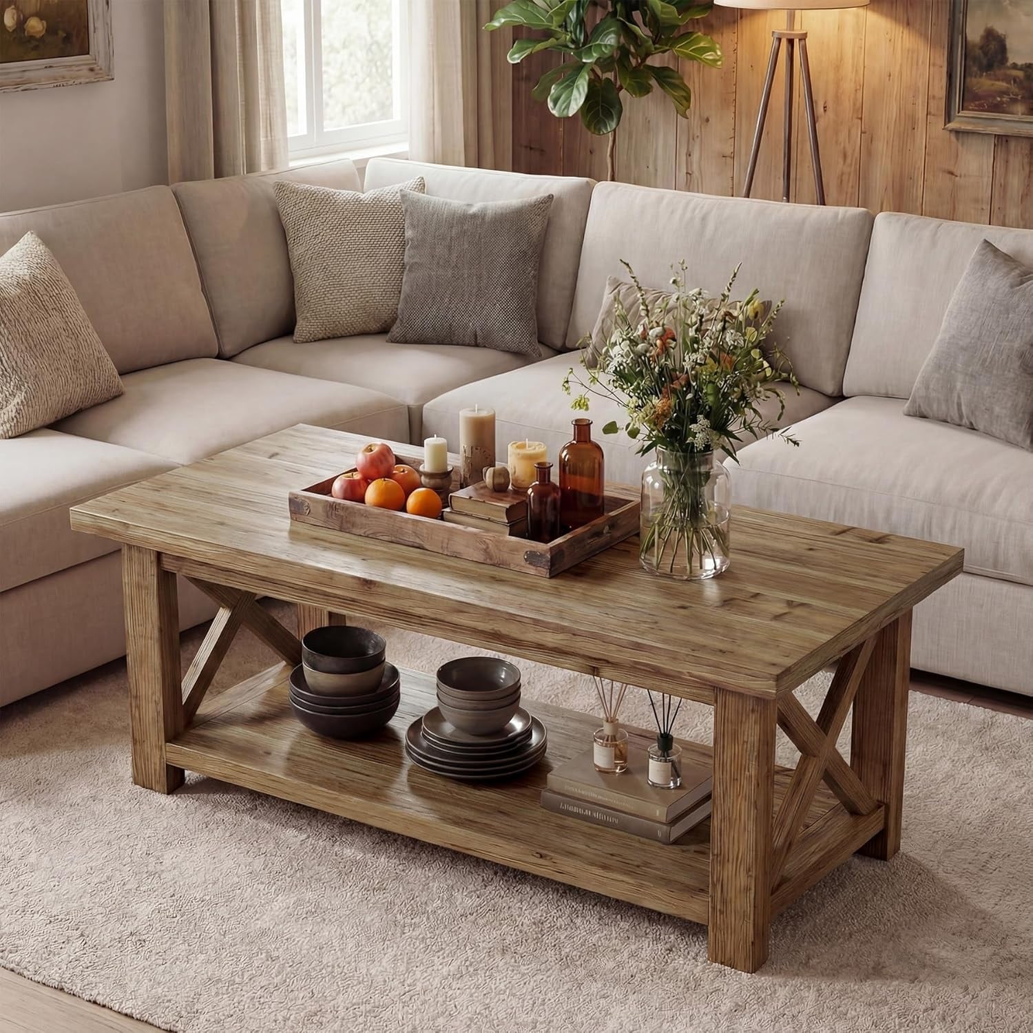 2-Tier-Rectangular-Solid-Wood-