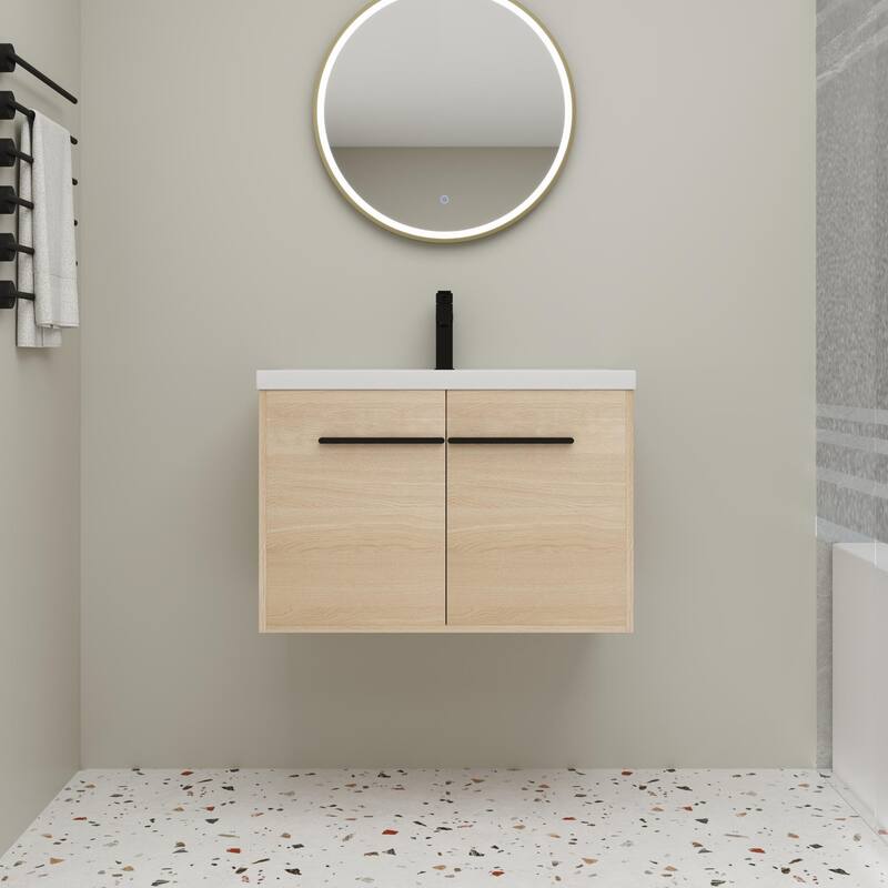 Beingnext 16''/20''/24"/30"/36" Bathroom Vanity with Sink, Floating Bathroom Vanity with Soft Close Door - 30"W - Beige