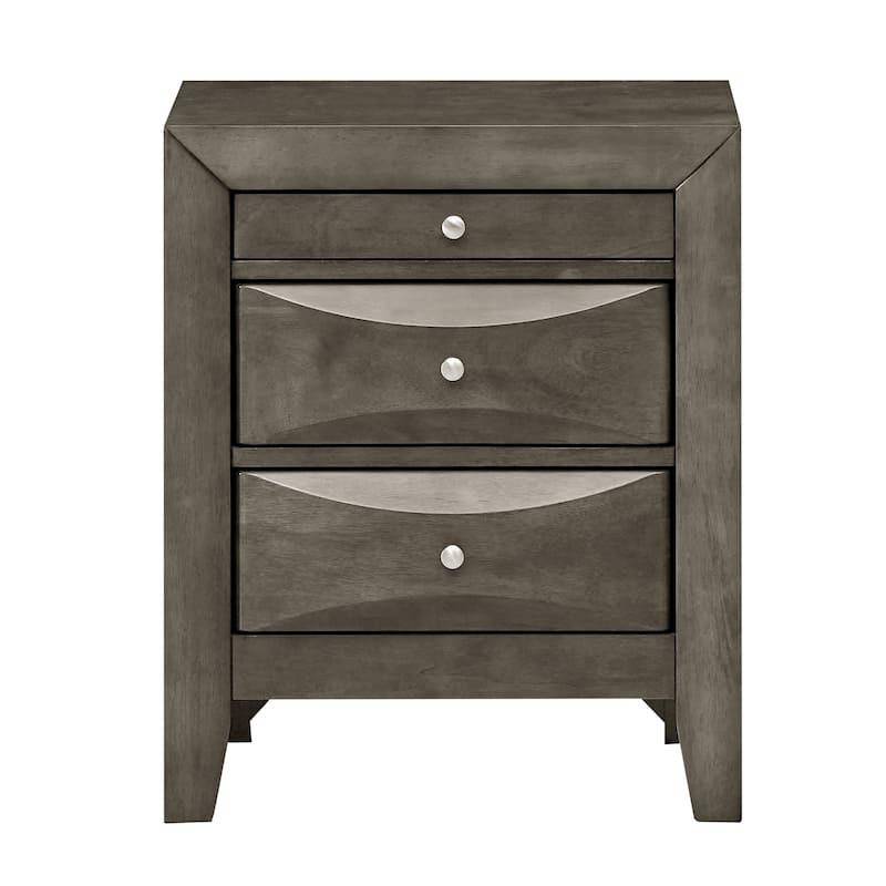 Modern 23-in Metal Knob 3-Drawer Wood Nightstand - Gray