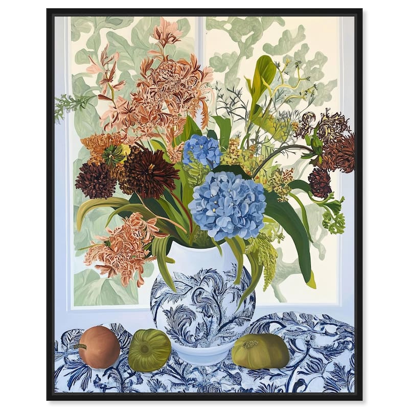 Blue Vase Bounty Canvas by Art Remedy - 16" x 20" - Black