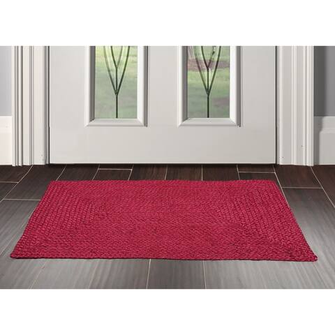 Hand Made Burgundy Handspun Jute Modern&Contemporary Oriental Area Rug - 2' x 3'