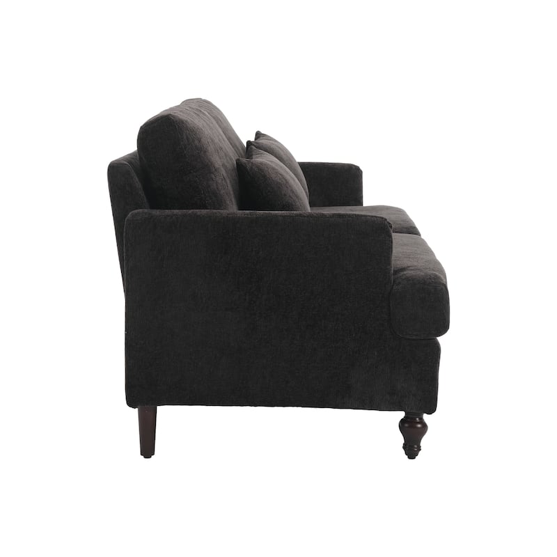 Chenille Fabric Loveseat Sofa, 2-Seater Sofa Couch with Extra Deep Seats, Upholstered Lounge Sofa with Wood Legs