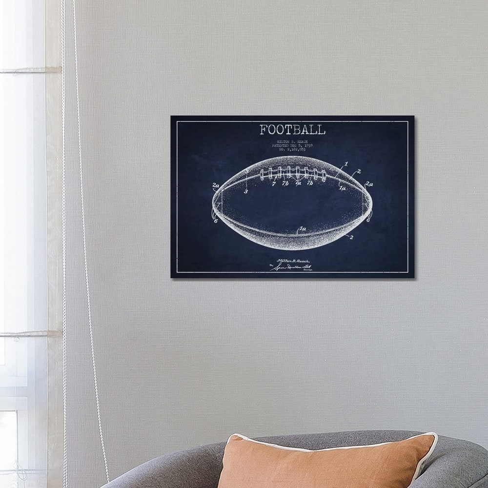 iCanvas "Football Navy Blue Patent Blueprint" by Aged Pixel Canvas Print