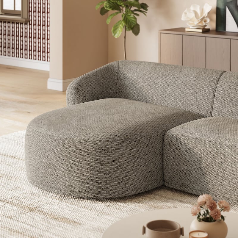 Monica 2 Piece Left Facing Boucle Fabric Modular Sofa with Chaise