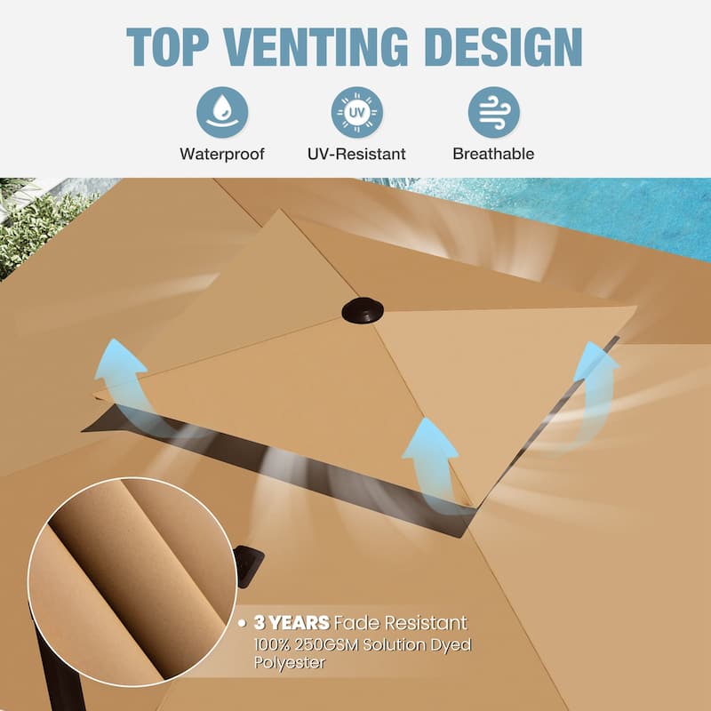 VredHom 9x11 FT Outdoor Double Top Cantilever Offset Patio Umbrella