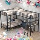 preview thumbnail 2 of 10, Twin over Twin L-Shaped Bunk Bed with Twin Size Loft Bed with Desk and Built-in Shelves,Modern Design,Easy Assembly,Brown