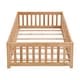 preview thumbnail 7 of 6, Full Size Floor Bed with Door,Solid Wood Platform Bed Frame with Fence,Suitable for Children,Pine Wood