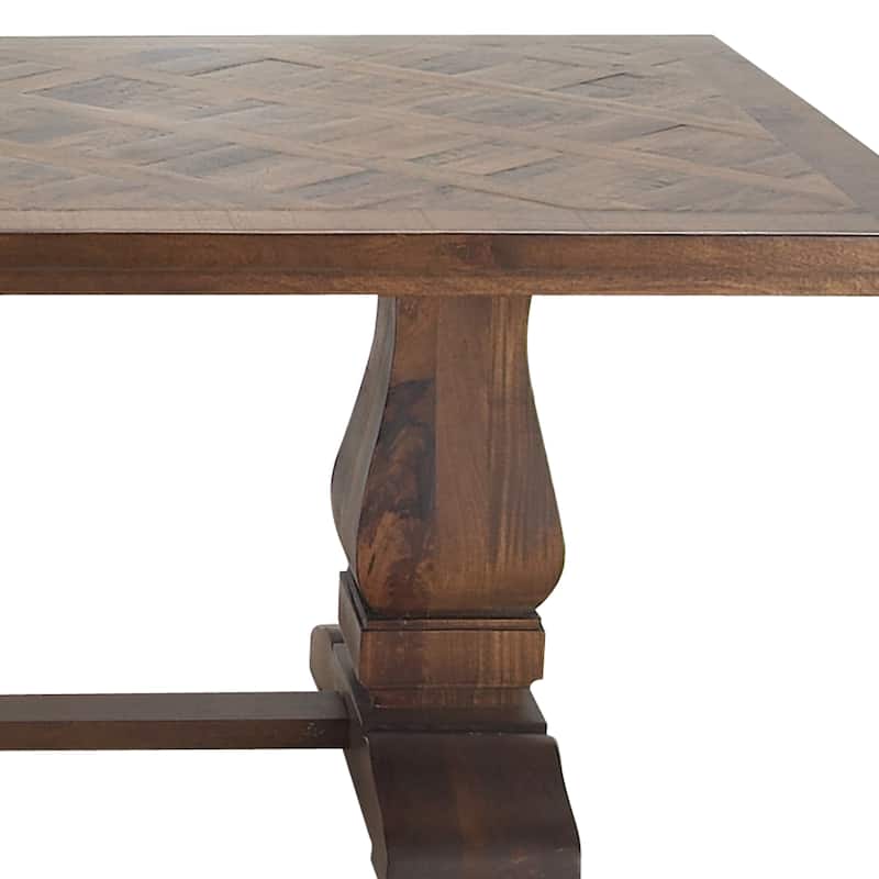 Mango Wood Dining Table with Parquet Inlay - Brown - Roche River Decor - 42"W x 84"L x 30"H