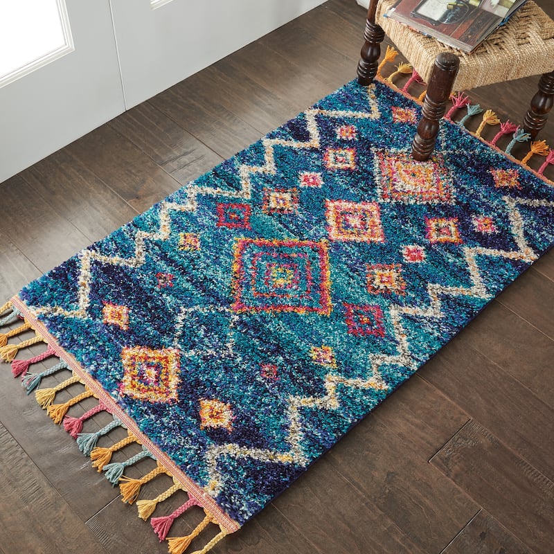 Nourison Moroccan Casbah Boho Geometric Tassel Area Rug