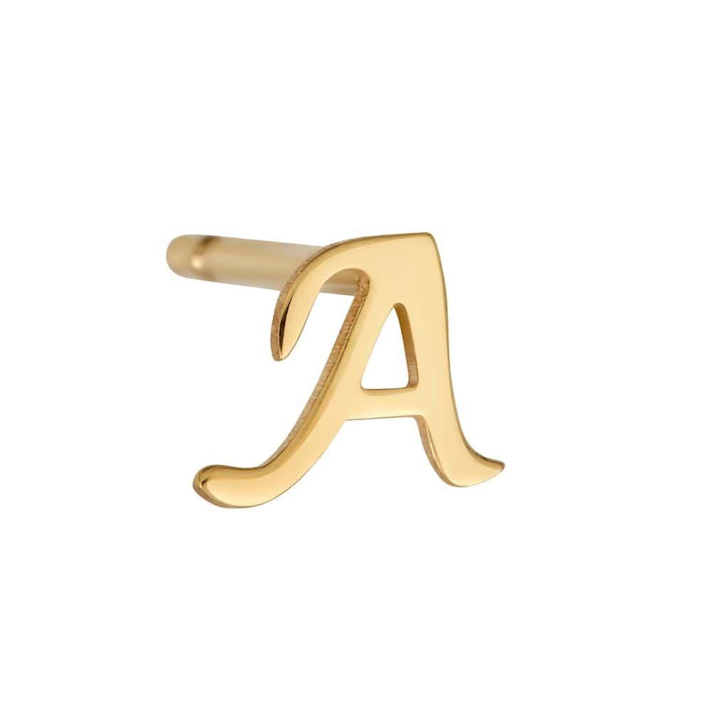Au Naturale 14k Yellow Gold Script Letter Single Stud Earring (available from A to Z)