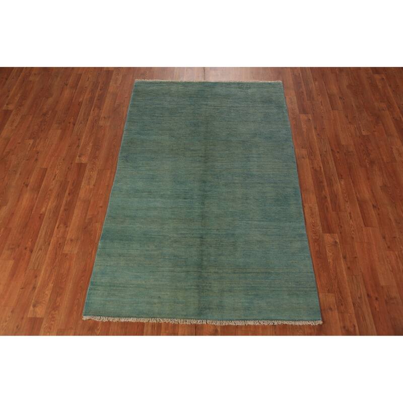 Green & Blue Gabbeh Oriental Rug Handmade Wool Carpet - 2'10" x 6'1"