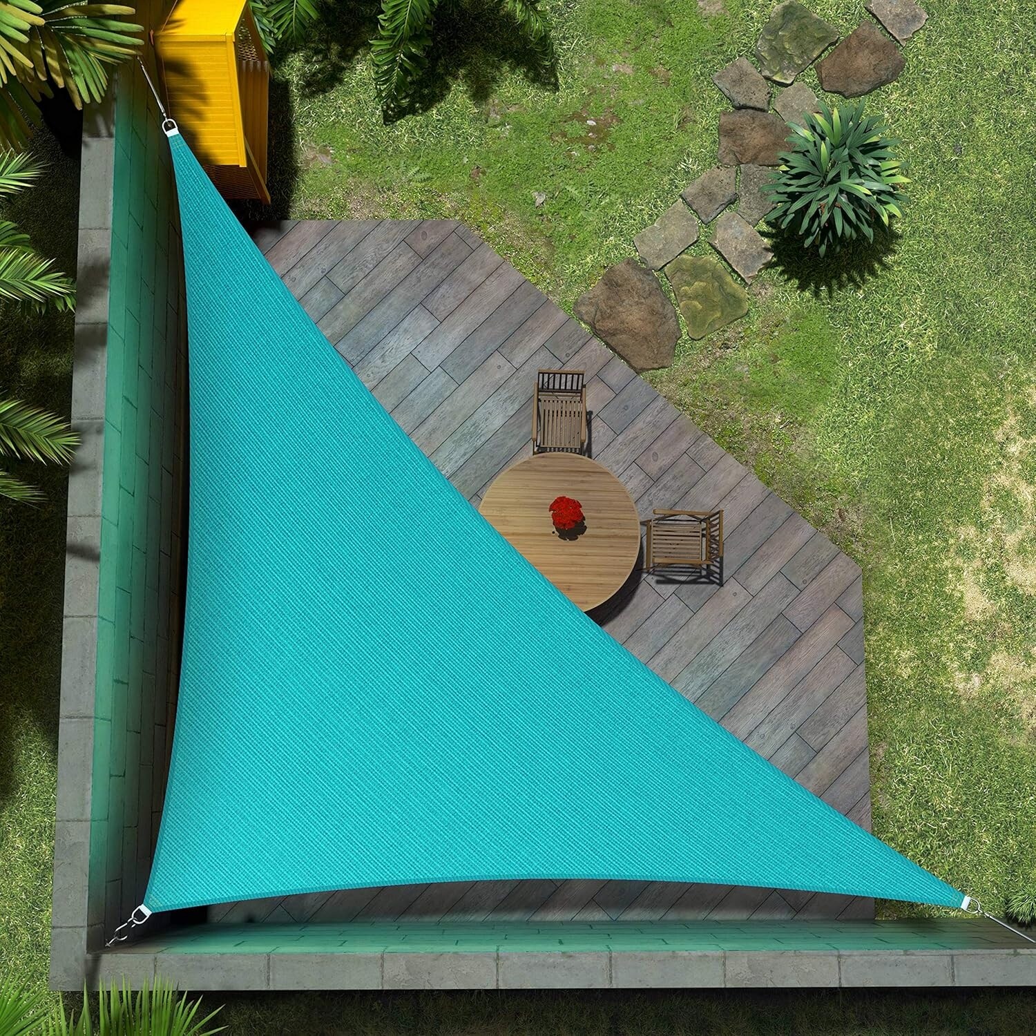 Custom Size 14' x 22' x 26.1' Turquoise Triangle Sun Shade Sail UPF50+, 95% UV Block, Water & Air Permeable