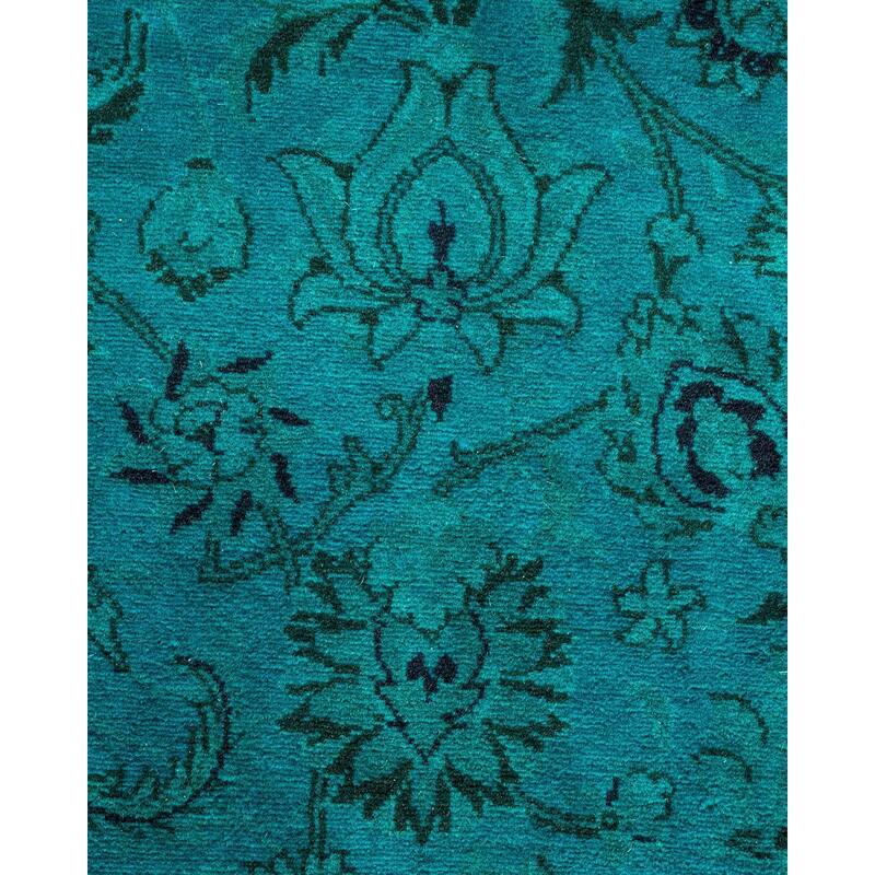 Overton Hand Knotted Wool Vintage Inspired Modern Contemporary Overdyed Blue Area Rug - 4' 2" x 6' 4"