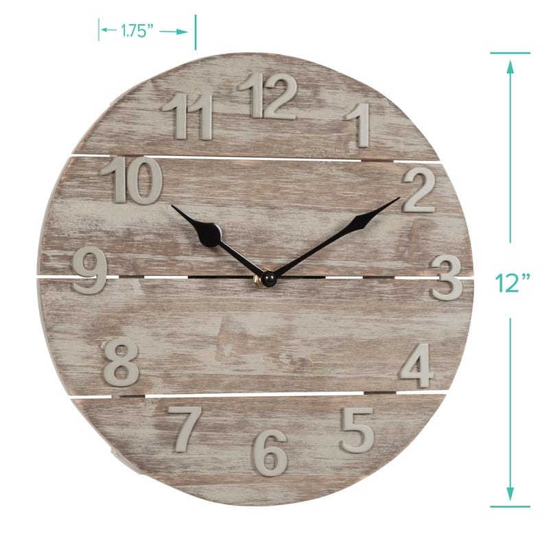 La Crosse Clock 404-3430W 12-in. Sunwashed Rustic Wood Quartz Clock