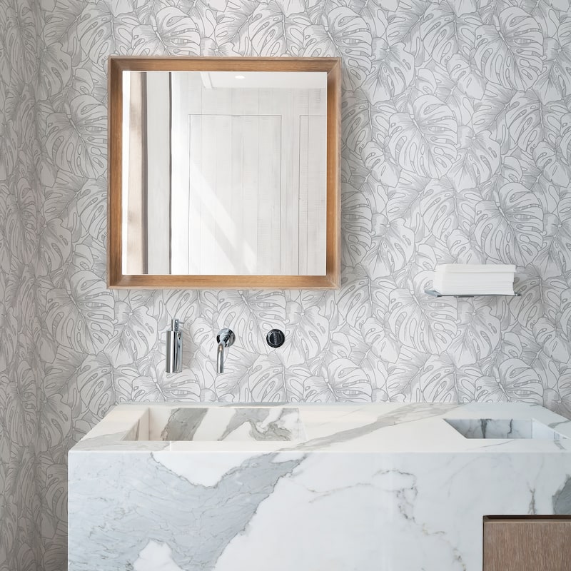 Scott Living Balboa Silver Botanical Wallpaper