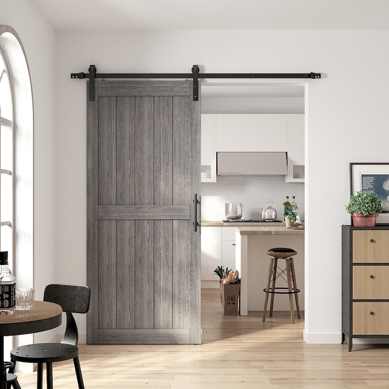 Sanding 30in./32in./36in./42in./48in.x 84in.MDF Barn Door With Sliding Hardware Kit ,Covered with Water-Proof PVC Surface